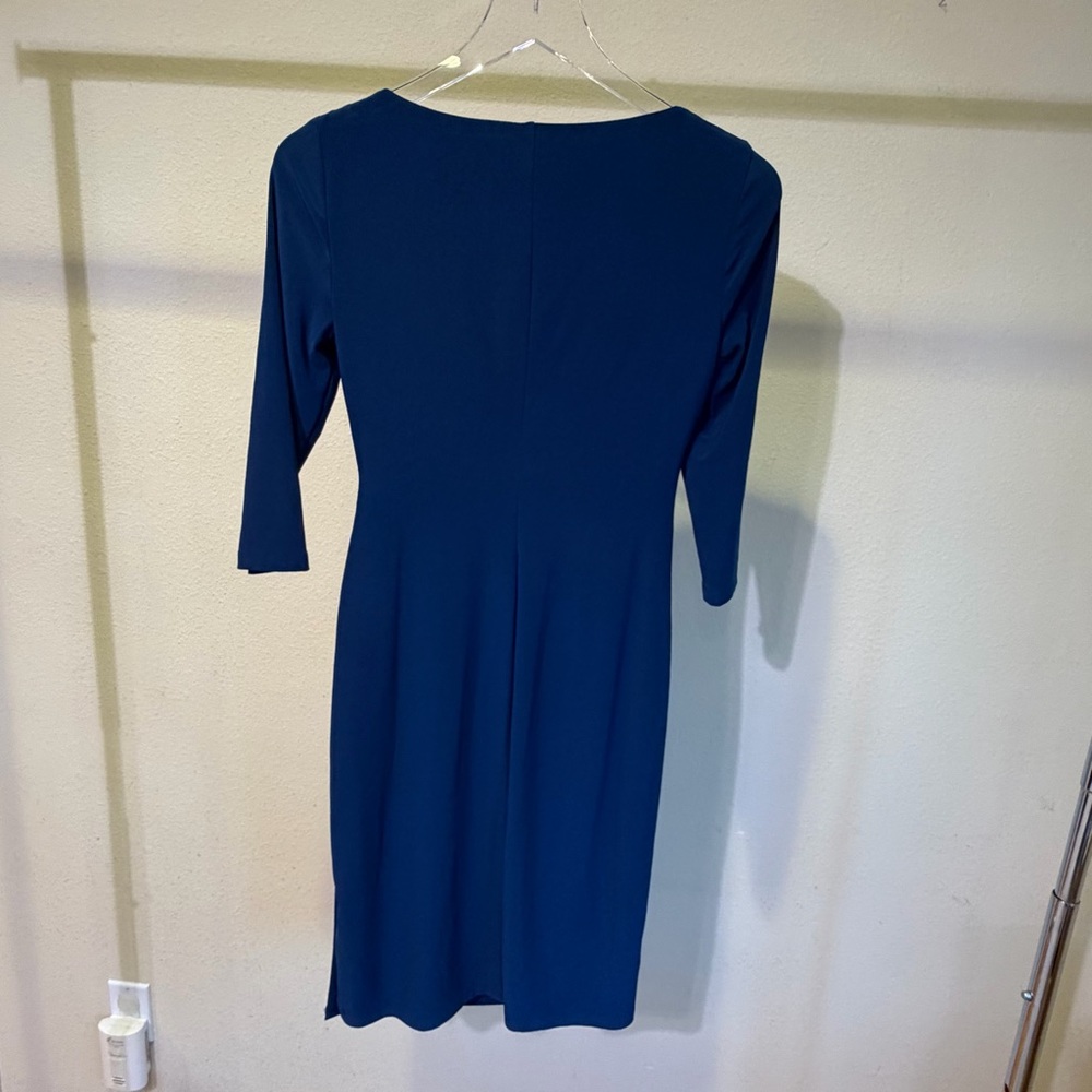 Ralph Lauren Navy Ruched Wrap-Front Long Sleeve Dress - Picture 5 of 9